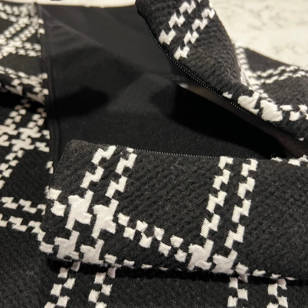 Halogen 3X Black‎ White Plaid Houndstooth Career Pencil Skirt Classic